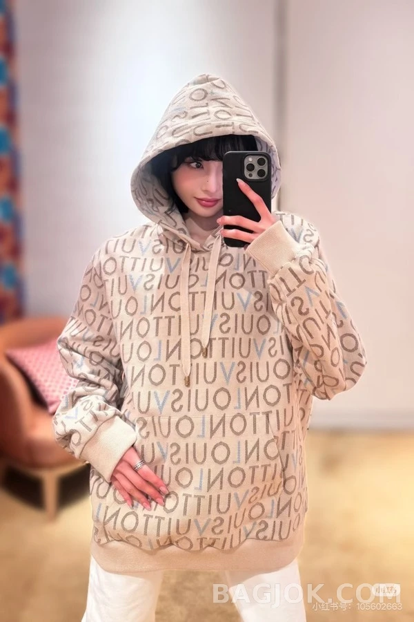 루이비통 루이비통 베이지 자카드 레터링 후드 스웨트셔츠 상세 이미지
