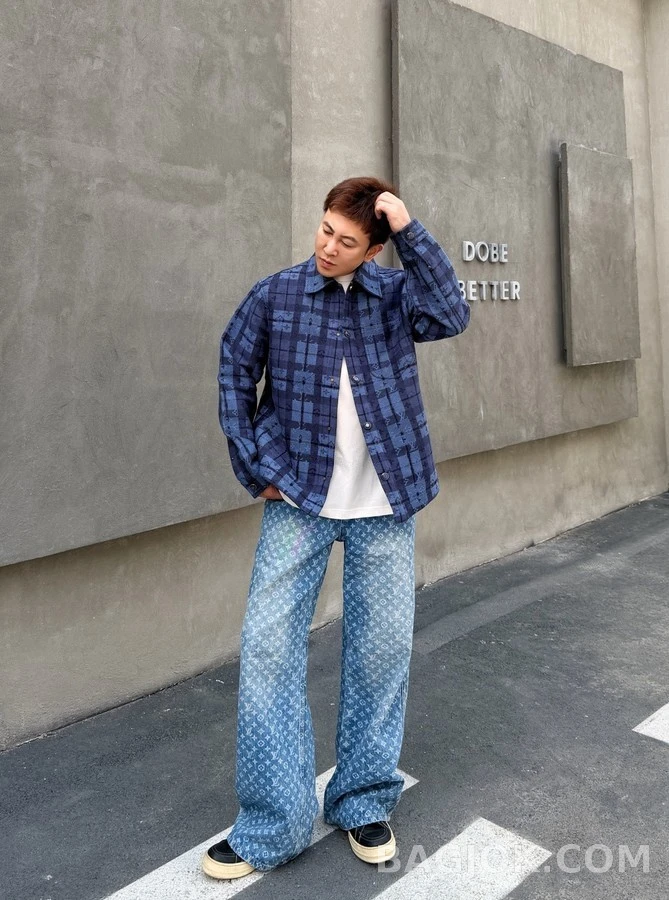 루이비통 루이비통 블루 모노그램 격자 자카드 데님 자켓 상세 이미지