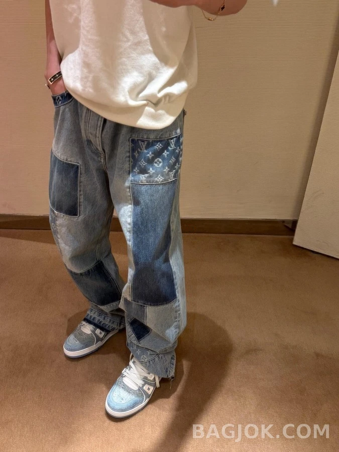 루이비통 루이비통 패치워크 모노그램 데님 팬츠 상세 이미지