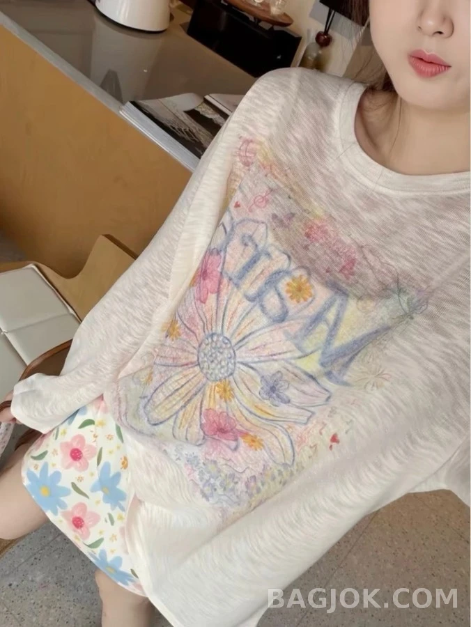  마르니 수채화 데이지 긴팔 티셔츠 상세 이미지