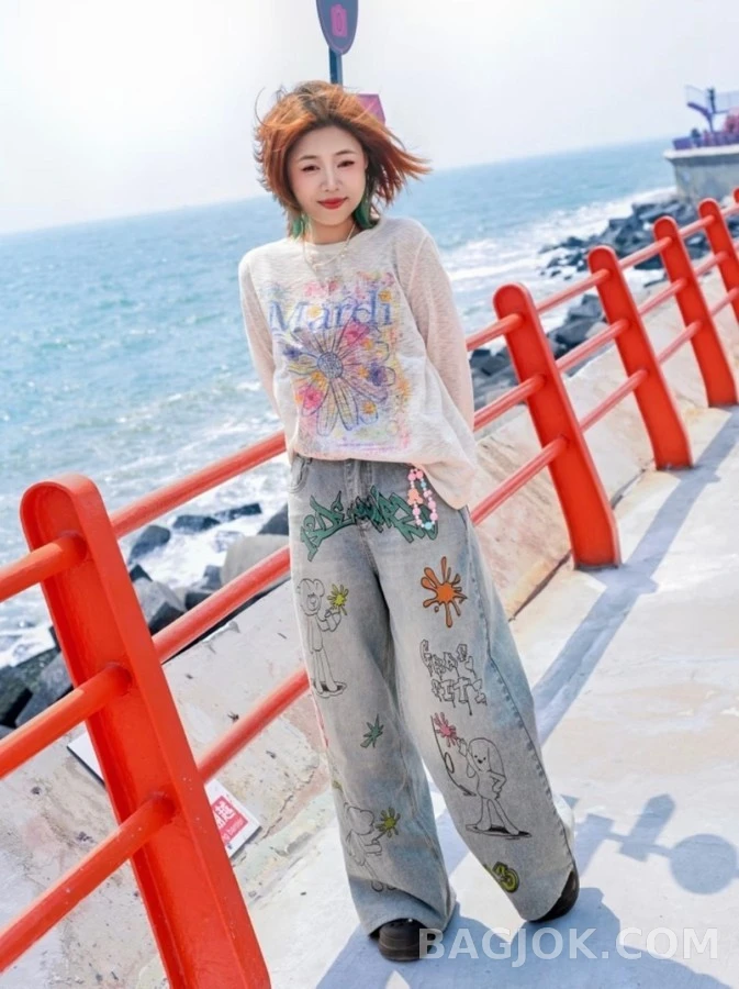  마르니 수채화 데이지 긴팔 티셔츠 상세 이미지