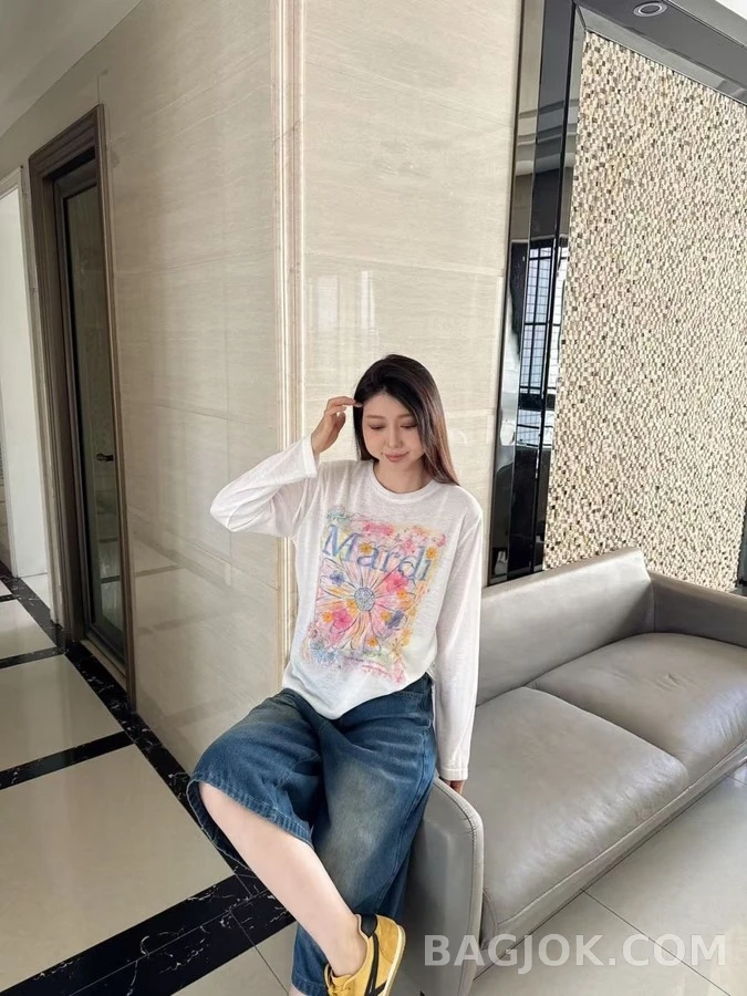  마르니 수채화 데이지 긴팔 티셔츠 상세 이미지