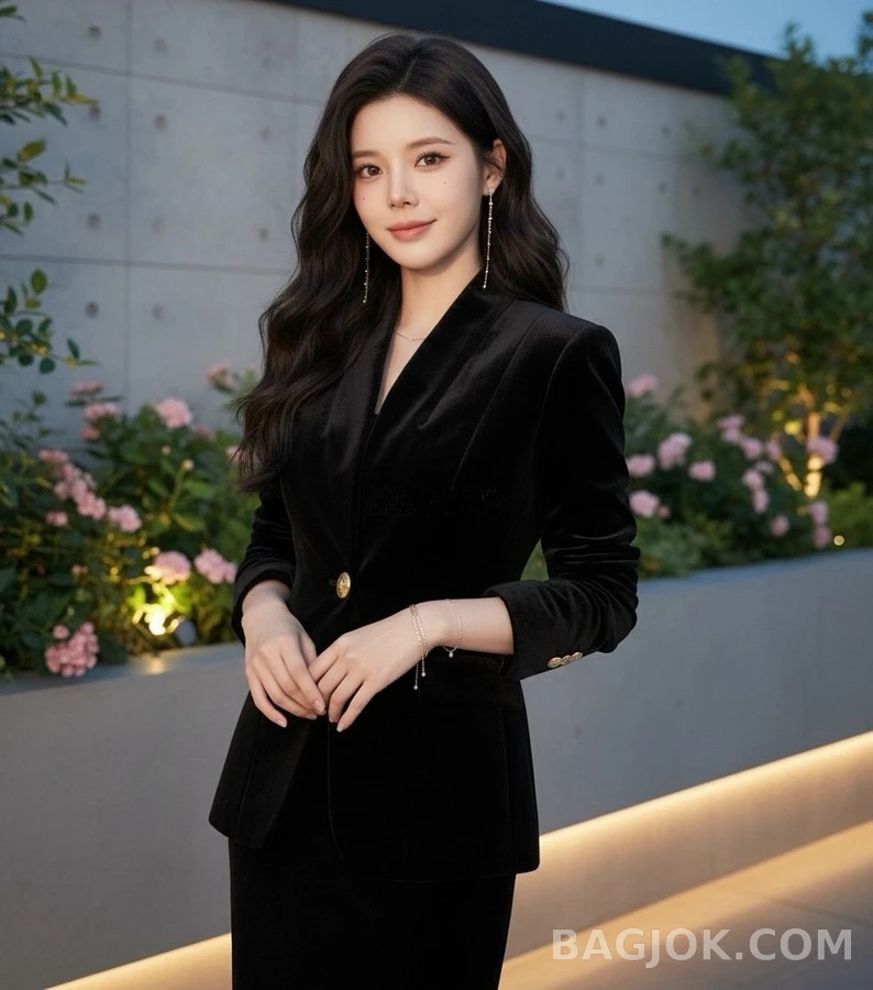 발망 벨벳 싱글 버튼 블레이저 상세 이미지