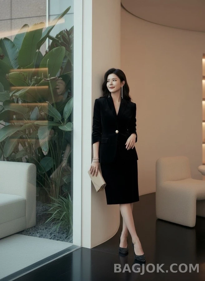 발망 벨벳 싱글 버튼 블레이저 상세 이미지