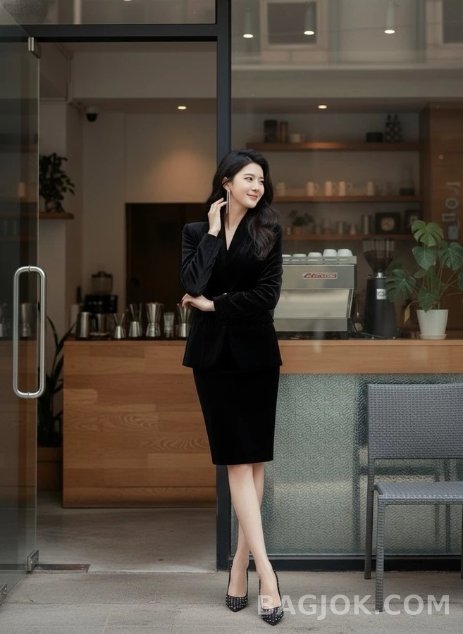  발망 벨벳 싱글 버튼 블레이저 상세 이미지