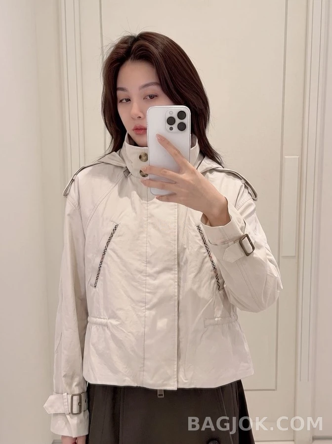 버버리 버버리 체크 후드 드로스트링 자켓 상세 이미지