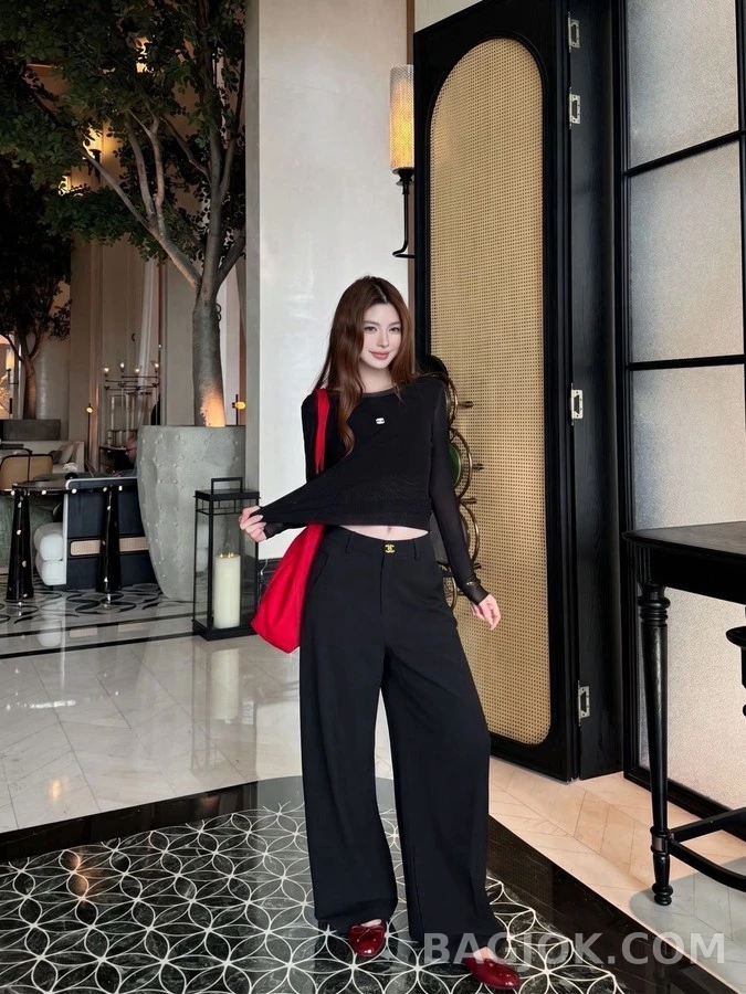 샤넬 샤넬 더블 C 로고 와이드 팬츠 상세 이미지