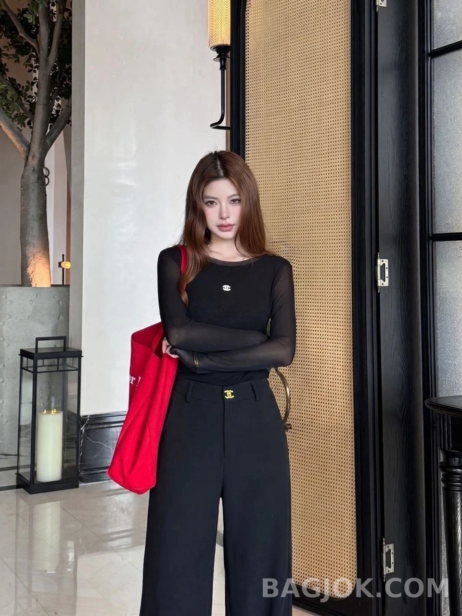 샤넬 샤넬 더블 C 로고 와이드 팬츠 상세 이미지