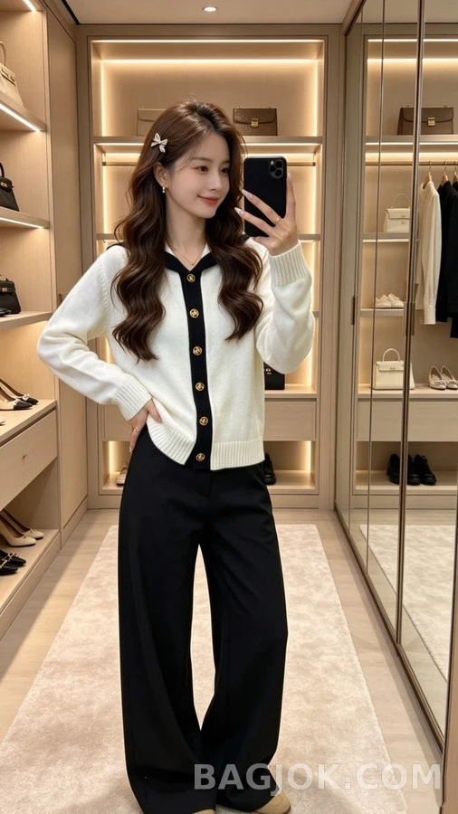 샤넬 샤넬 배색 세일러 카라 가디건 상세 이미지