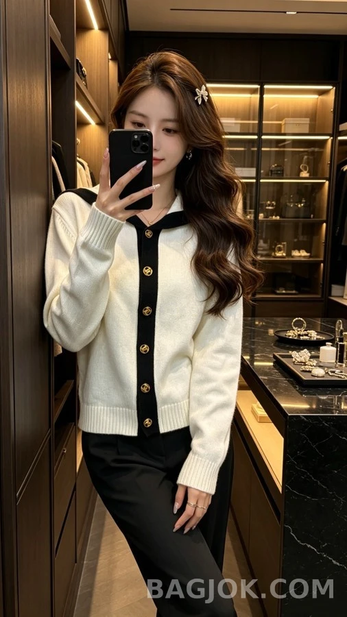 샤넬 샤넬 배색 세일러 카라 가디건 상세 이미지
