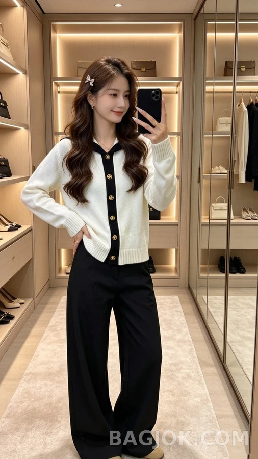 샤넬 샤넬 배색 세일러 카라 가디건 상세 이미지