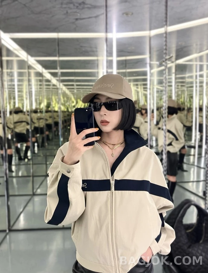 생로랑 세인트로랑 배색 스탠드넥 자켓 상세 이미지