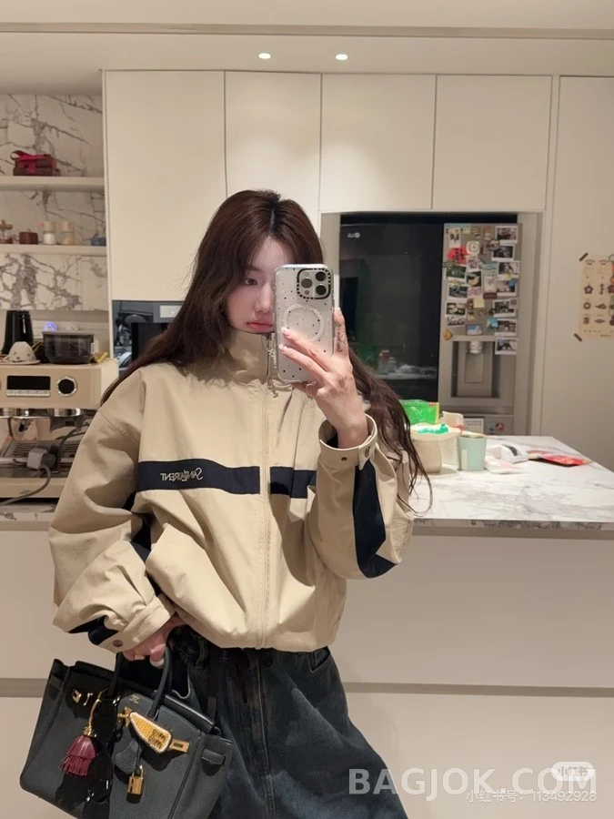 생로랑 세인트로랑 배색 스트라이프 자수 자켓 상세 이미지
