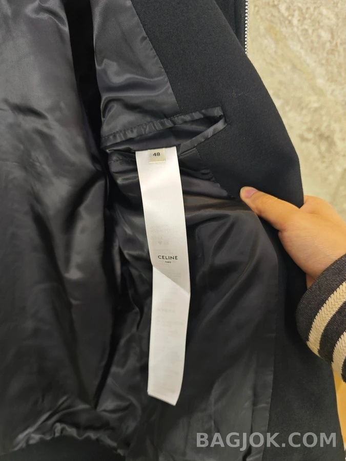 셀린느 셀린느 C 레터링 레더 후드 집업 상세 이미지