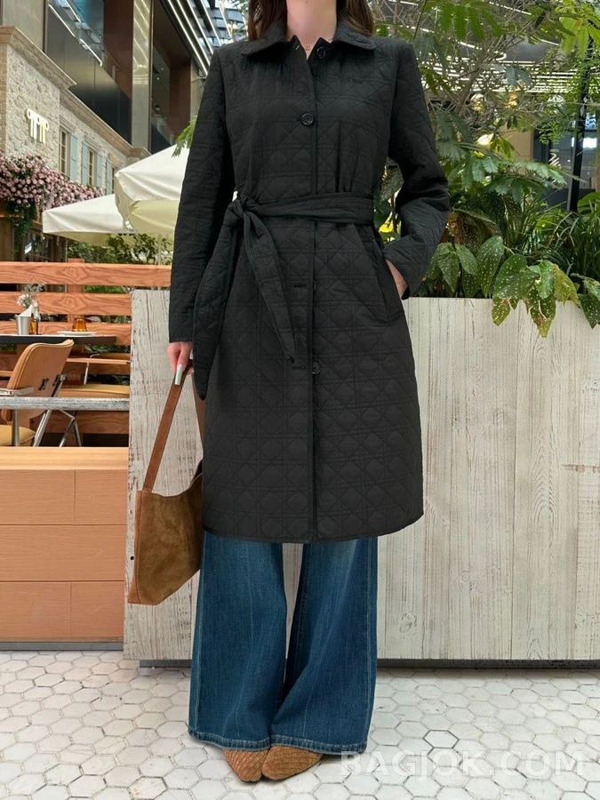 디올 디올 藤格纹 퀼팅 롱 코트 상세 이미지