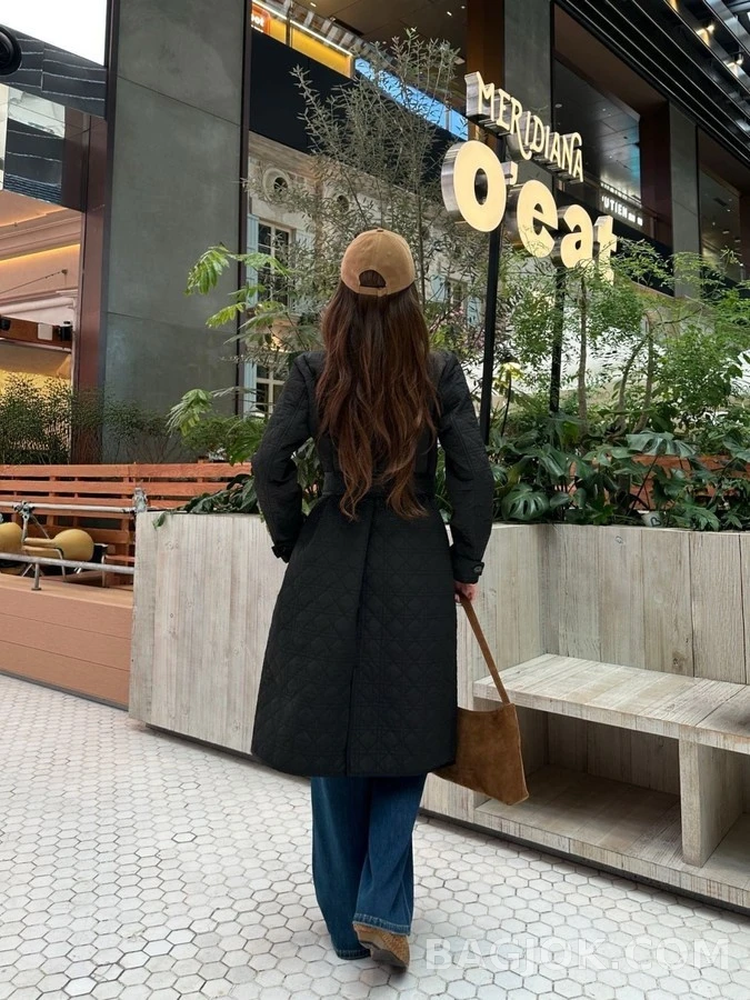 디올 디올 藤格纹 퀼팅 롱 코트 상세 이미지