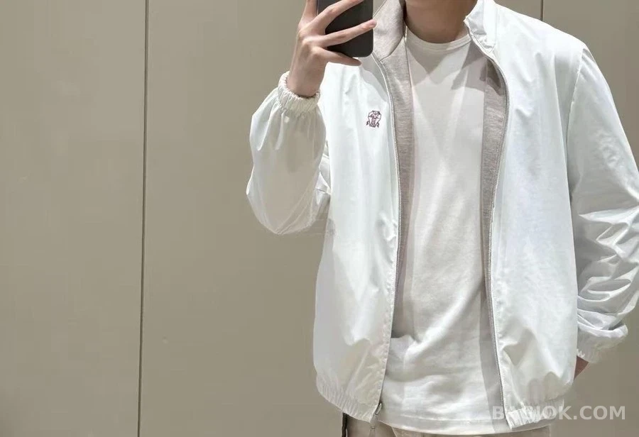  브루넬로 쿠치넬리 로고 자수 리버시블 나일론 자켓 상세 이미지