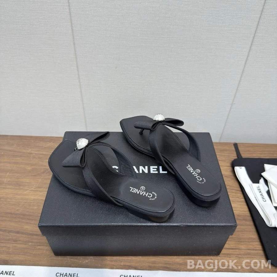 샤넬 샤넬 진주 로고 리본 샌들 상세 이미지