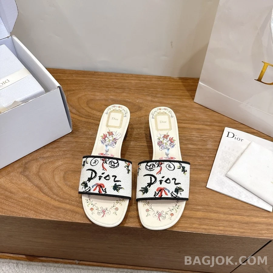 디올 디올 자수 블록힐 샌들 상세 이미지