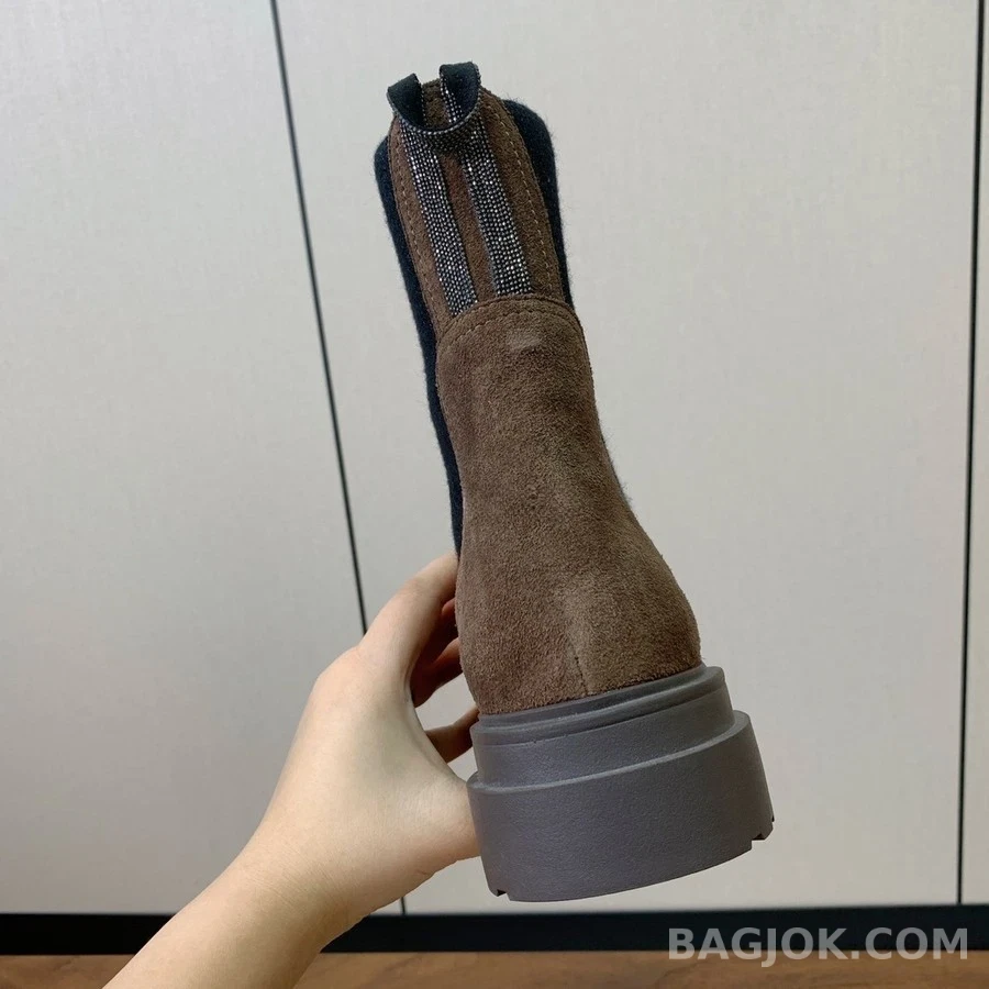  브루넬로 쿠치넬리 스웨이드 니트 첼시 부츠 상세 이미지