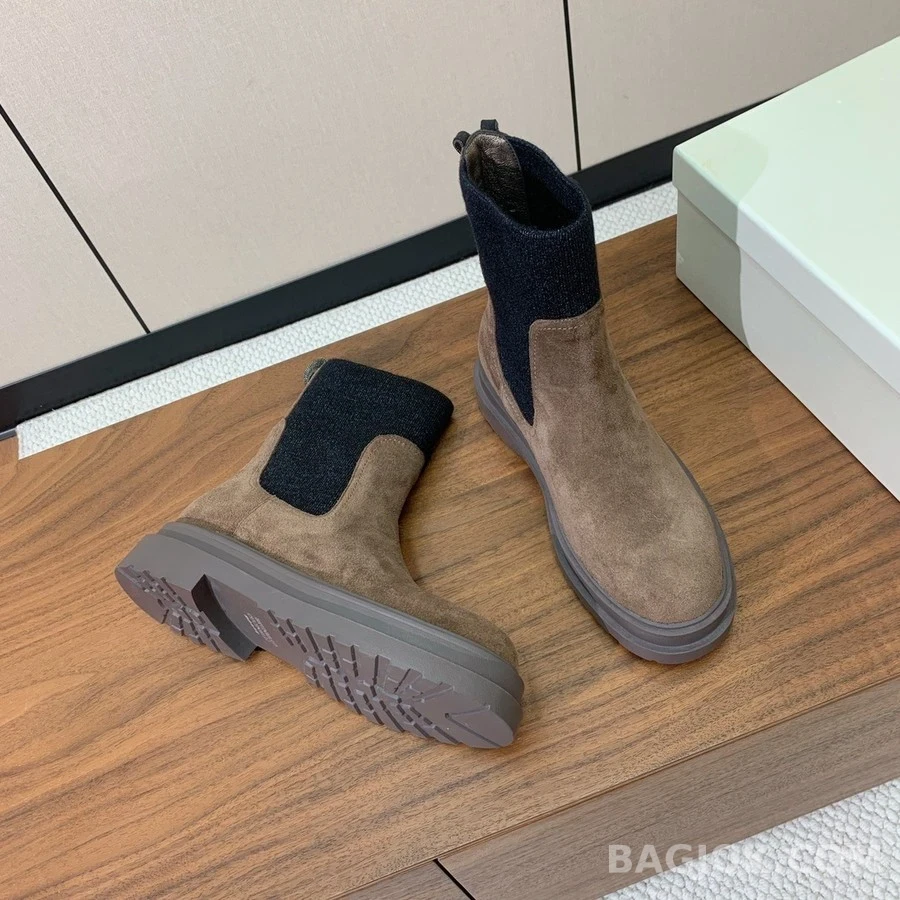  브루넬로 쿠치넬리 스웨이드 니트 첼시 부츠 상세 이미지