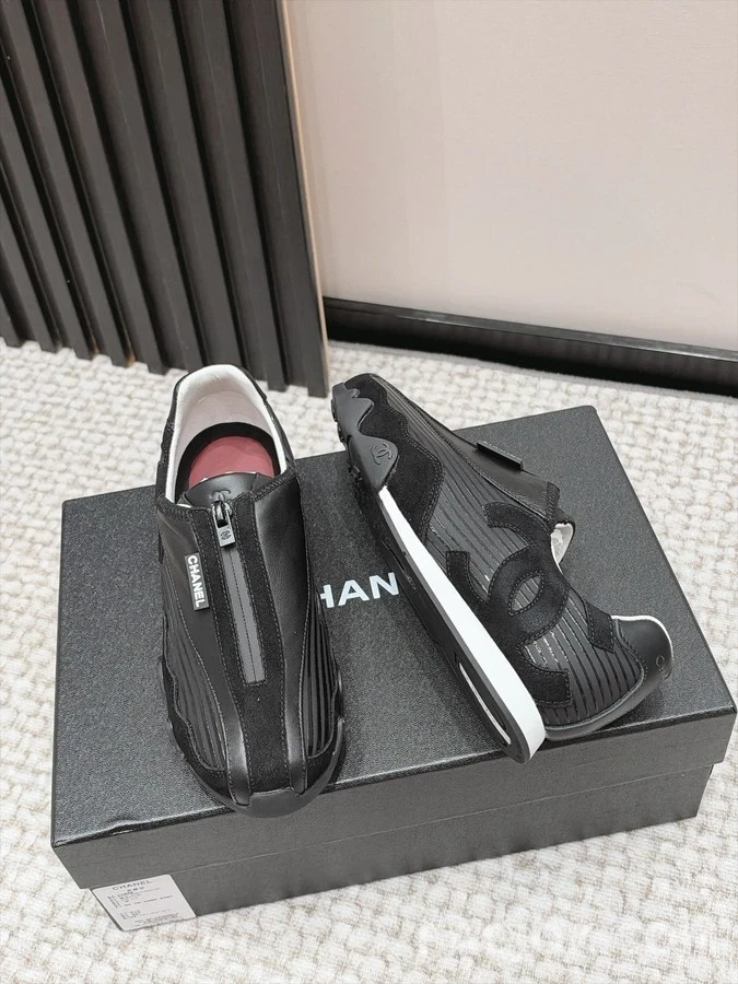 샤넬 샤넬 로고 지퍼 스니커즈 블랙 상세 이미지