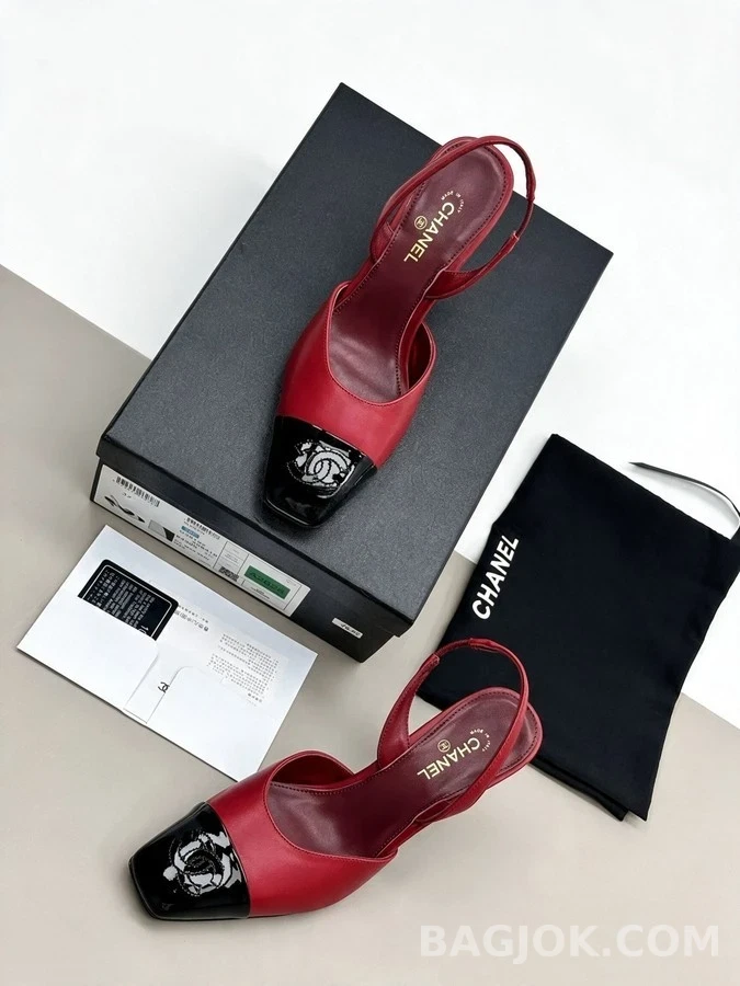 샤넬 샤넬 로고 스퀘어 토 슬링백 힐 상세 이미지