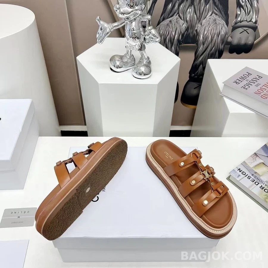 셀린느 셀린느 로고 플랫 샌들 상세 이미지