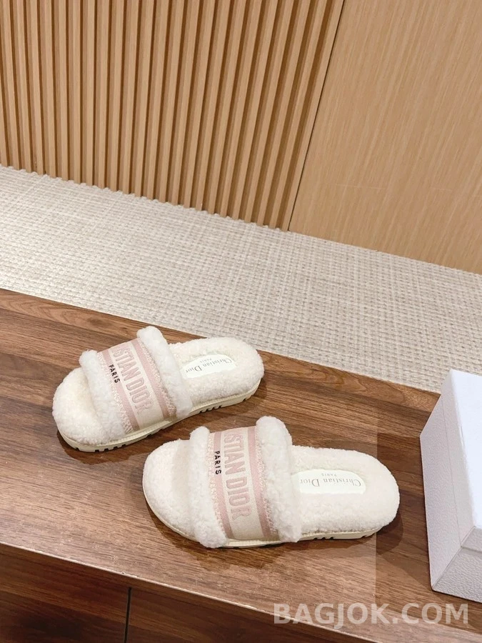 디올 디올 자수 스트라이프 로고 울 슬리퍼 상세 이미지