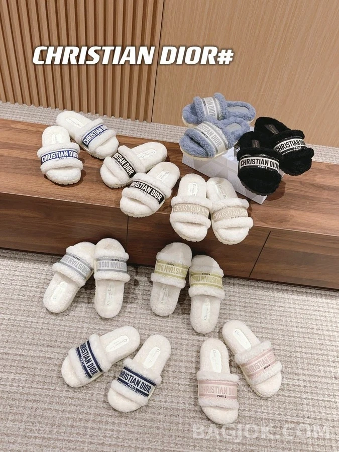 디올 디올 자수 스트라이프 로고 울 슬리퍼 상세 이미지