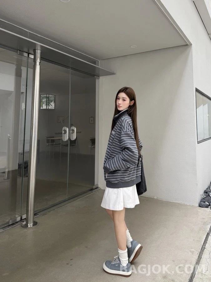 미우미우 미우미우 스트라이프 집업 자켓 상세 이미지