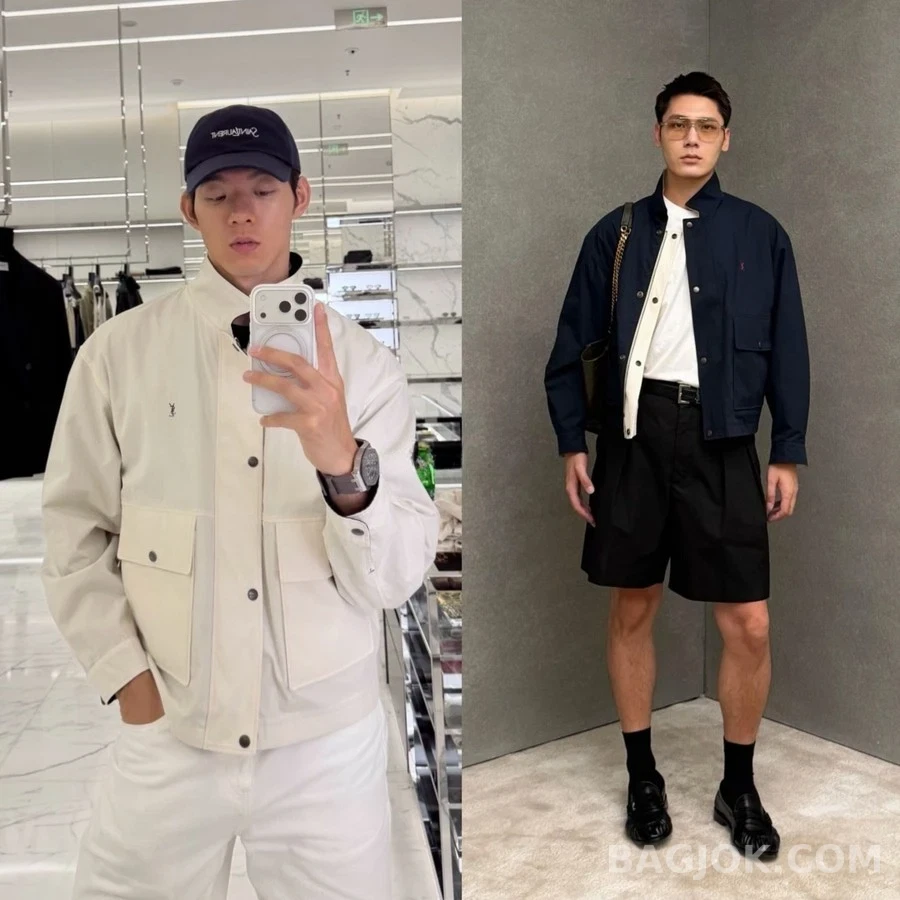 생로랑 세인트로랑 로고 자수 양면 자켓 상세 이미지