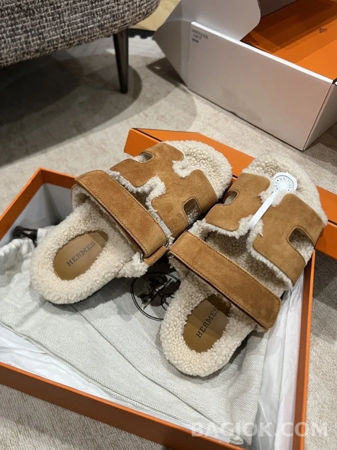 에르메스 에르메스 양털 H 스트랩 슬리퍼 상세 이미지