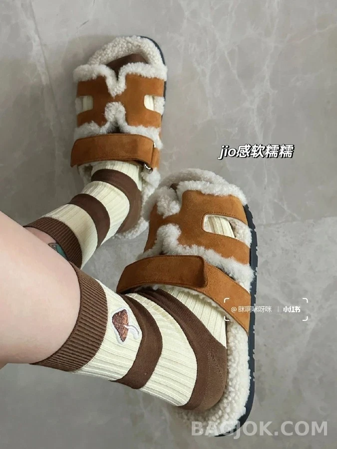 에르메스 에르메스 양털 H 스트랩 슬리퍼 상세 이미지