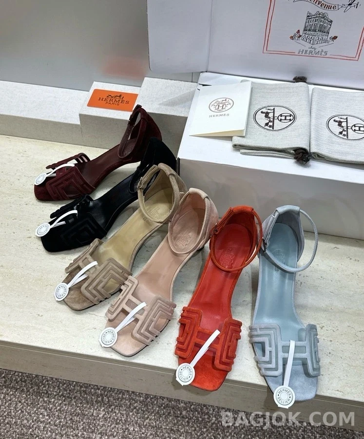 에르메스 에르메스 기하학 커팅 하이힐 샌들 상세 이미지