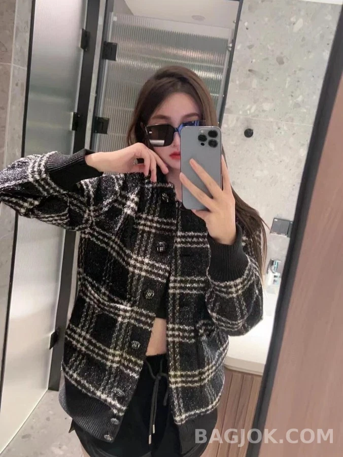 샤넬 샤넬 체크 싱글 브레스트 자켓 상세 이미지