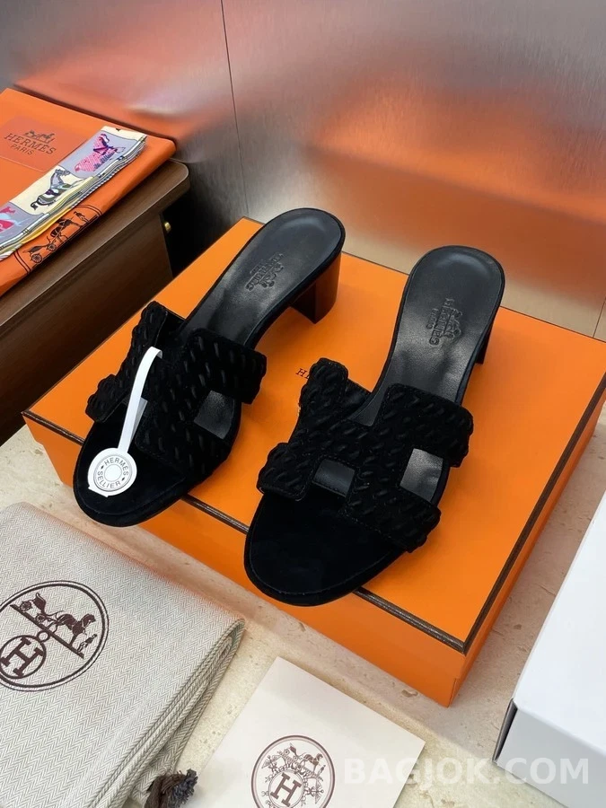 에르메스 에르메스 Oran H 스트랩 블록힐 샌들 상세 이미지