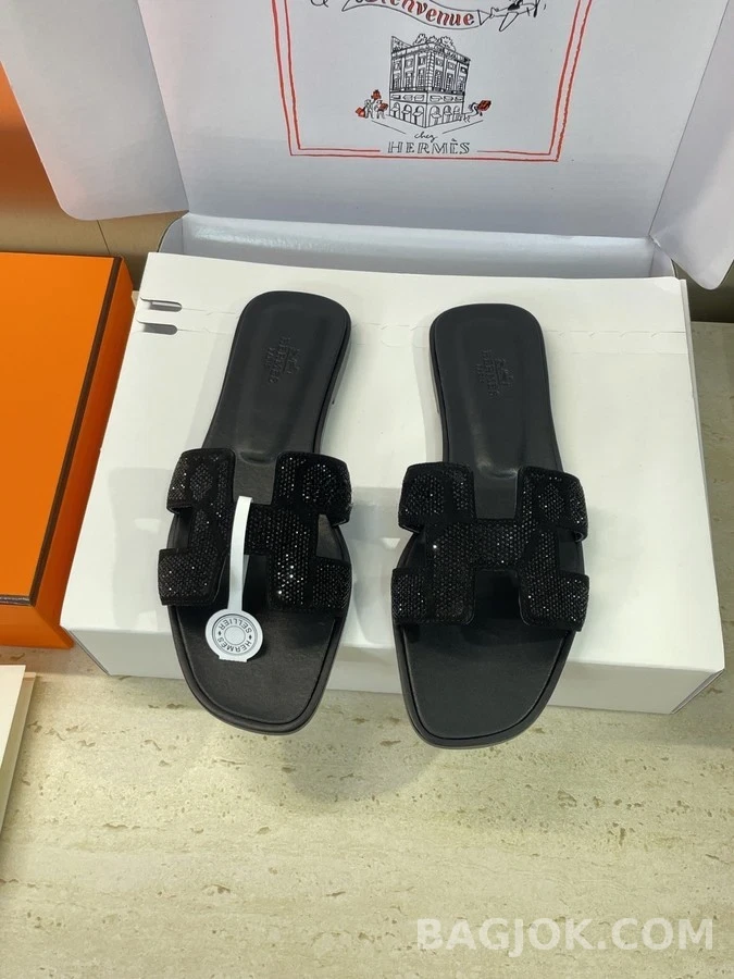 에르메스 에르메스 오란 H 로고 라인스톤 슬리퍼 상세 이미지