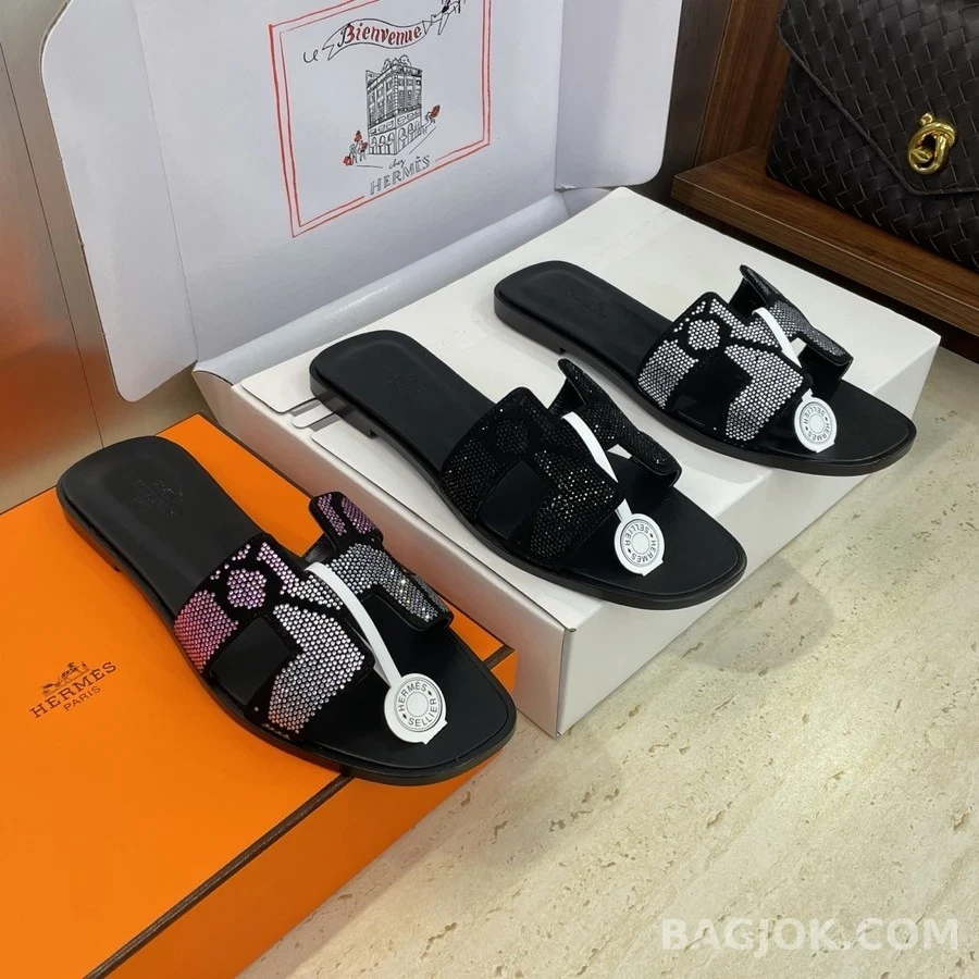 에르메스 에르메스 오란 H 로고 라인스톤 슬리퍼 상세 이미지