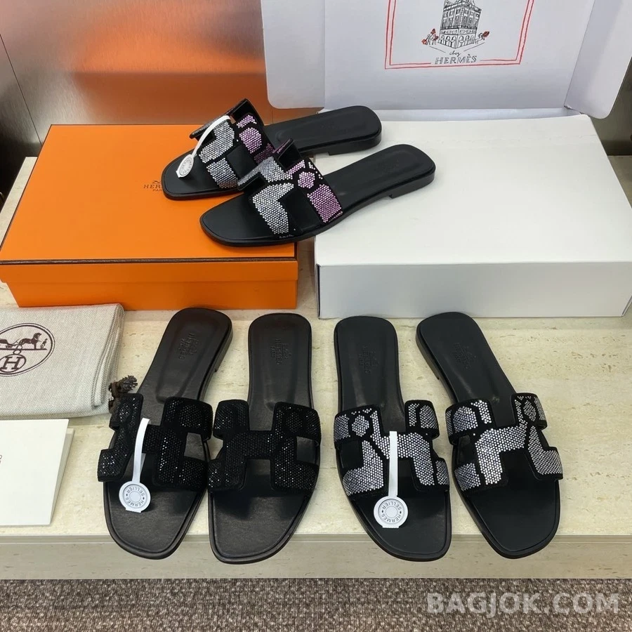 에르메스 에르메스 오란 H 로고 라인스톤 슬리퍼 상세 이미지