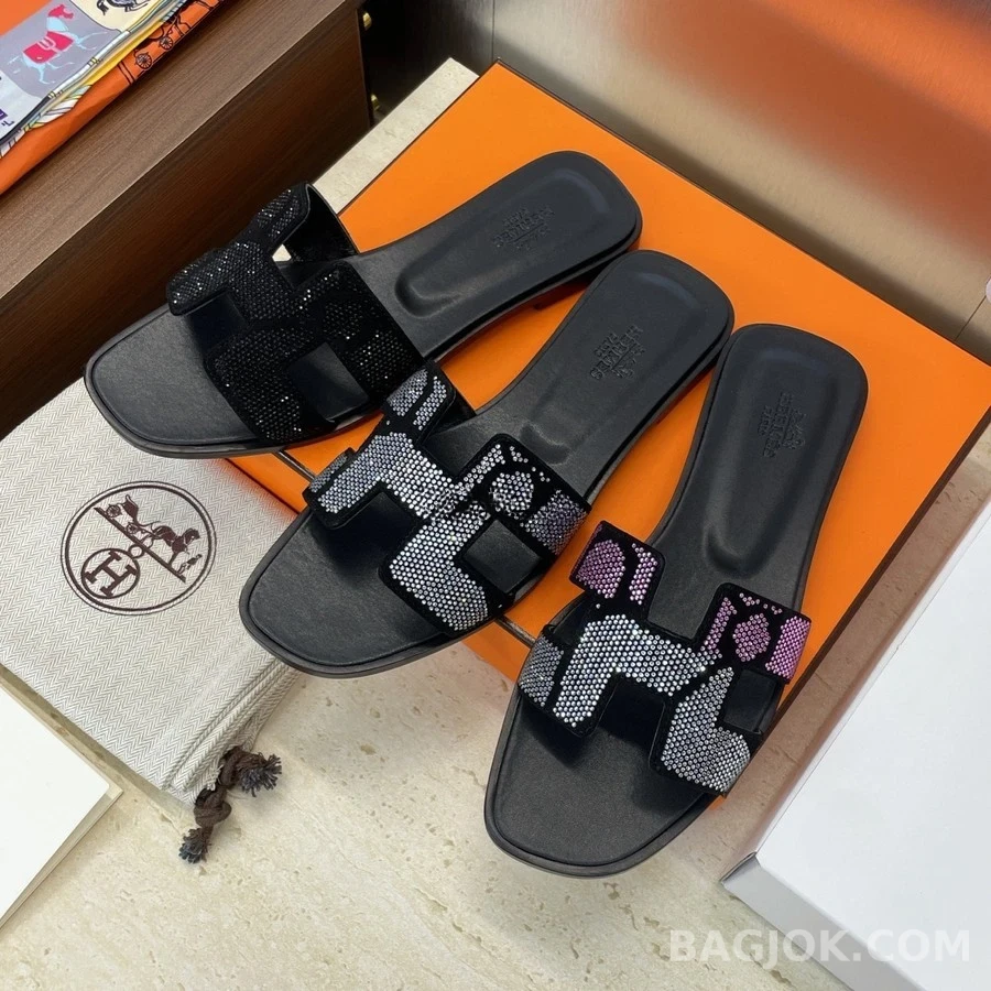 에르메스 에르메스 오란 H 로고 라인스톤 슬리퍼 상세 이미지