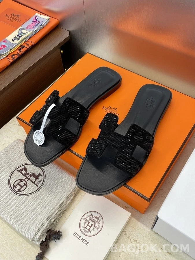 에르메스 에르메스 오란 H 로고 라인스톤 슬리퍼 상세 이미지