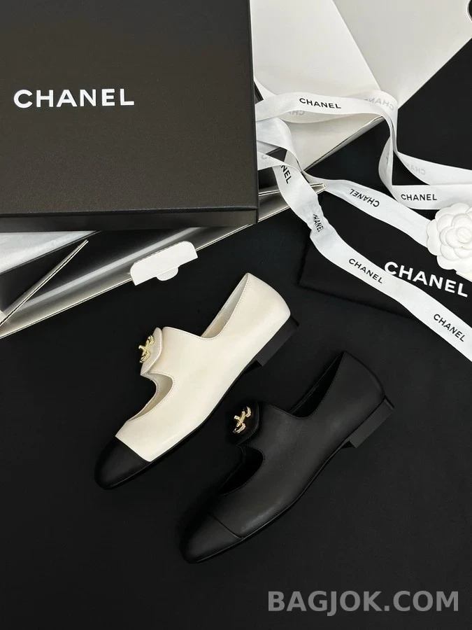 샤넬 샤넬 투톤 로고 메리제인 플랫 상세 이미지