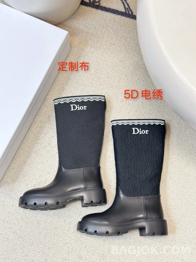 디올 디올 레터링 레이스 자수 부츠 상세 이미지