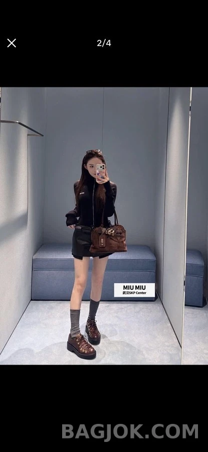 미우미우 미우미우 플랫폼 레이스업 로퍼 상세 이미지