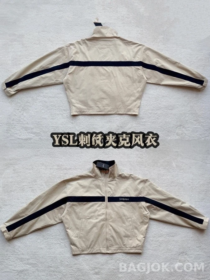 생로랑 세인트로랑 자수 배색 자켓 상세 이미지