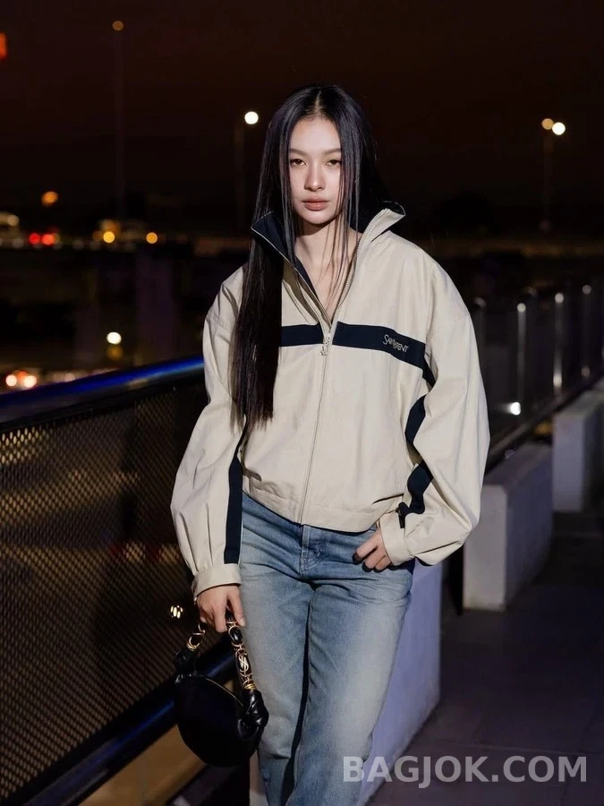 생로랑 세인트로랑 자수 배색 자켓 상세 이미지