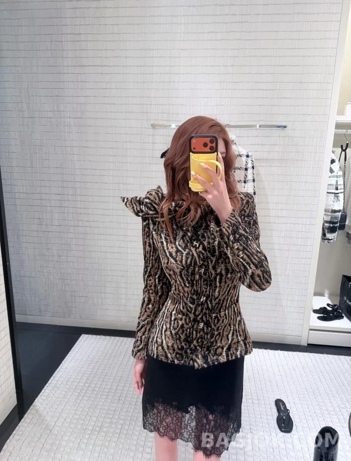샤넬 샤넬 레오파드 자카드 재킷 상세 이미지