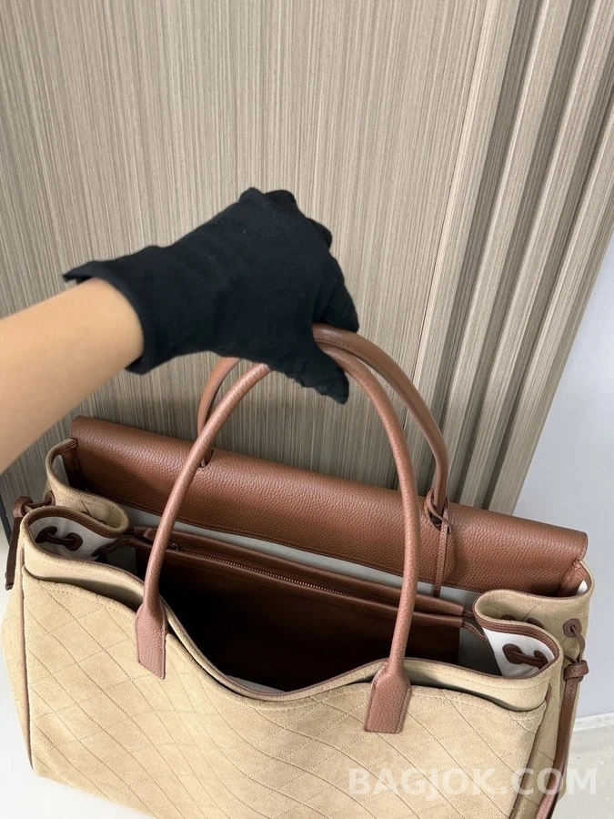 샤넬 샤넬 퀼팅 스웨이드 투톤 토트백 상세 이미지