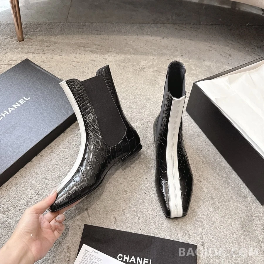 샤넬 샤넬 투톤 악어엠보 첼시 부츠 상세 이미지